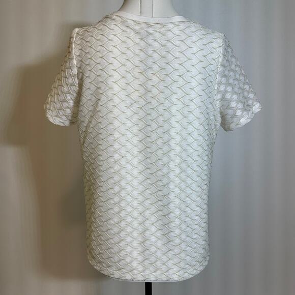 NWT Anne Klein White Gold Textured Knit Blouse Womens Size Petite Medium PM NEW - Picture 5 of 12